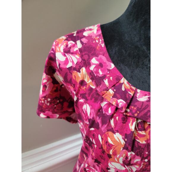St. John Bay Blouse Women's Size P|L Multicolor Floral Ruffle Scoop Neck Top - Picture 5 of 11